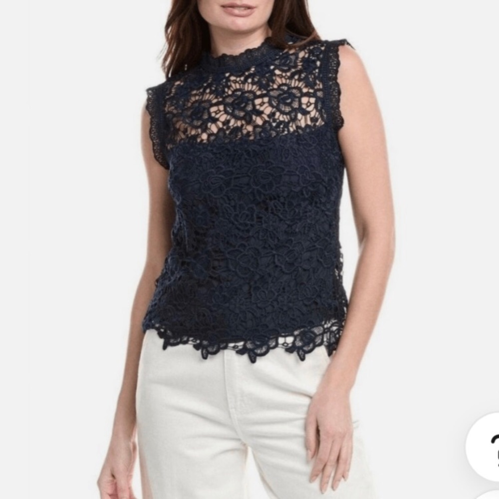 Nanette Lepore Black Sleeveless Lace Top